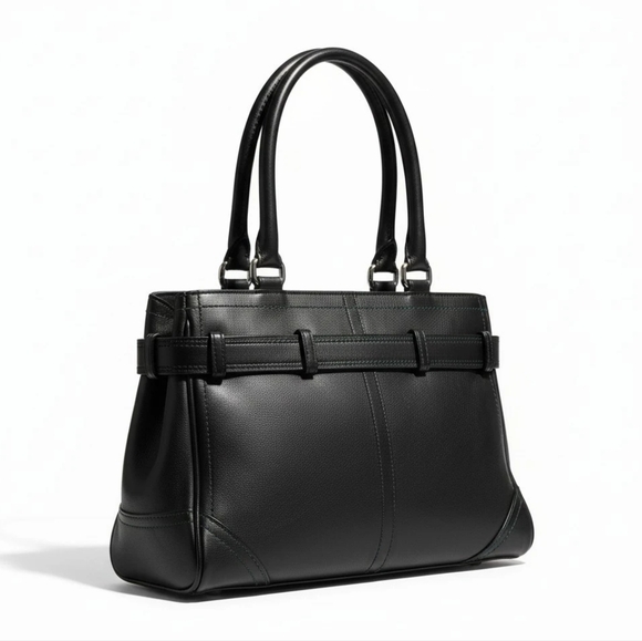 COACH Vintage Hampton Black Leather Satchel with Silver Accents - Picture 2 of 8